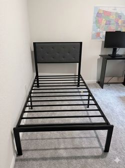 Move out sale 🔥Twin Metal Bed Frame with Upholstered Headboard