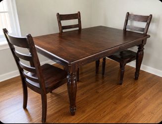 Solid Wood Dining Table with 3 Matching Chairs