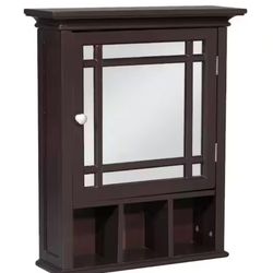 Teamson Home Neal 20" W x 24.13" H x 6.5" D Wooden Medicine Cabinet in Espresso