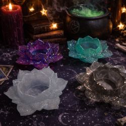 Magical Lotus Tealight Holder – Spiritual Candle Holder, Witchy Room Decor