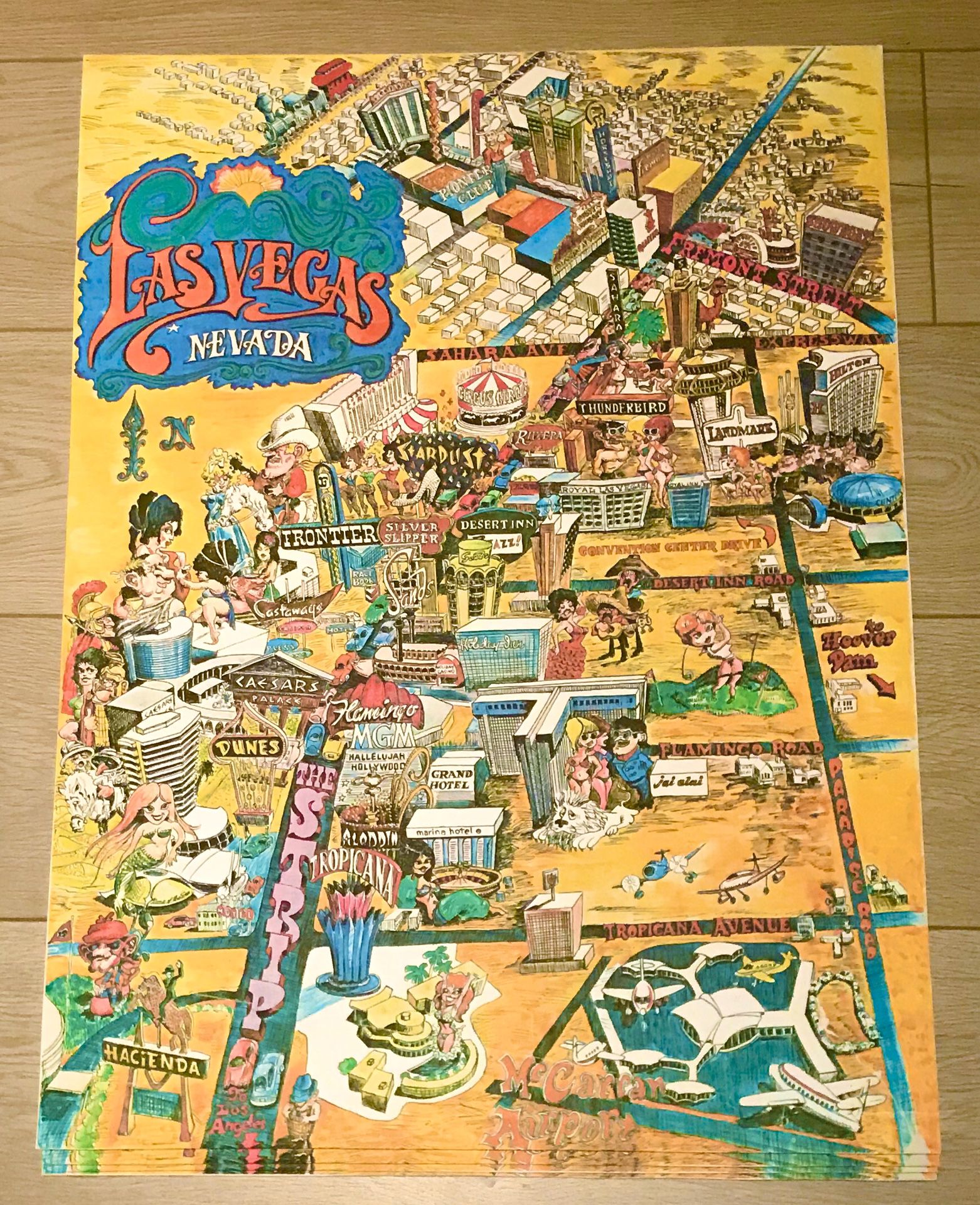 1975 Las Vegas Fun Map Rare Strip Casinos & Hotels