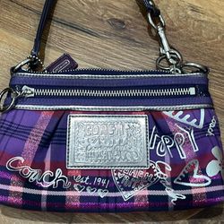 Coach Purple Plaid Purse