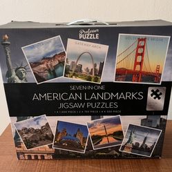 7 Pack of Jigsaw Puzzles - American Landmarks Theme 
