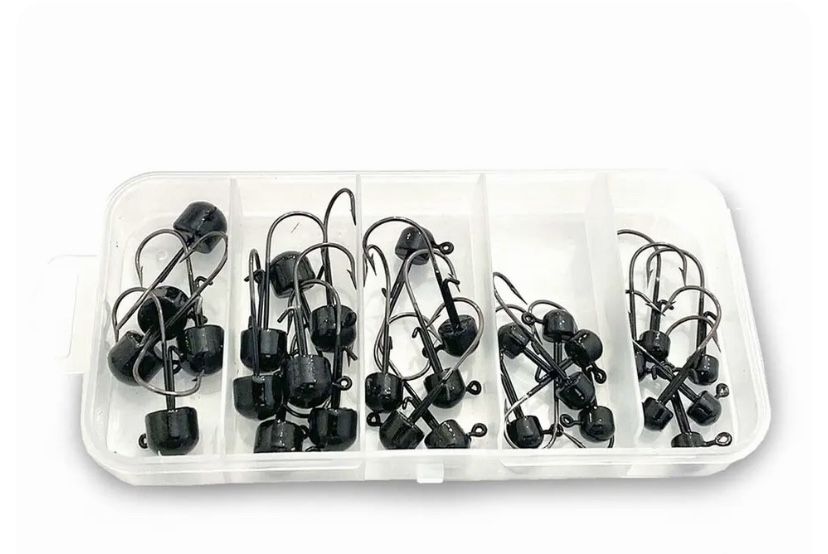30 pack Ned Rig Jig Heads, 5 weights, Mustad Hooks #4, Midwest-Style, Mushroom
