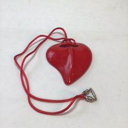 Gorgeous Extra Large Vintage Ceramic Heart Necklace