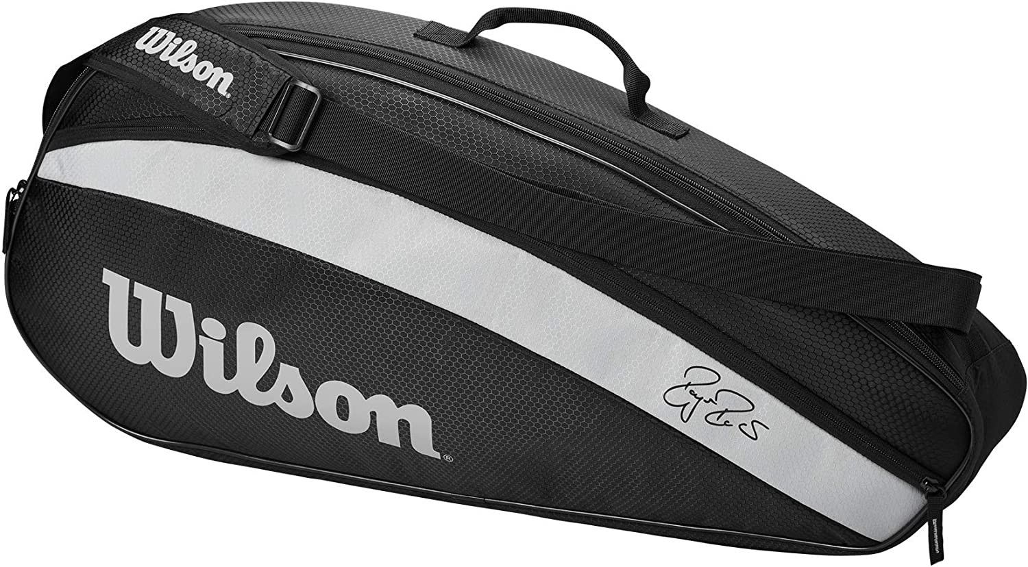 Wilson Fed Team 3 Pack Black Tennis Bag, New