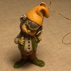 Vintage Elf ornament Pixie Dwarf Gnome standing Figurine
