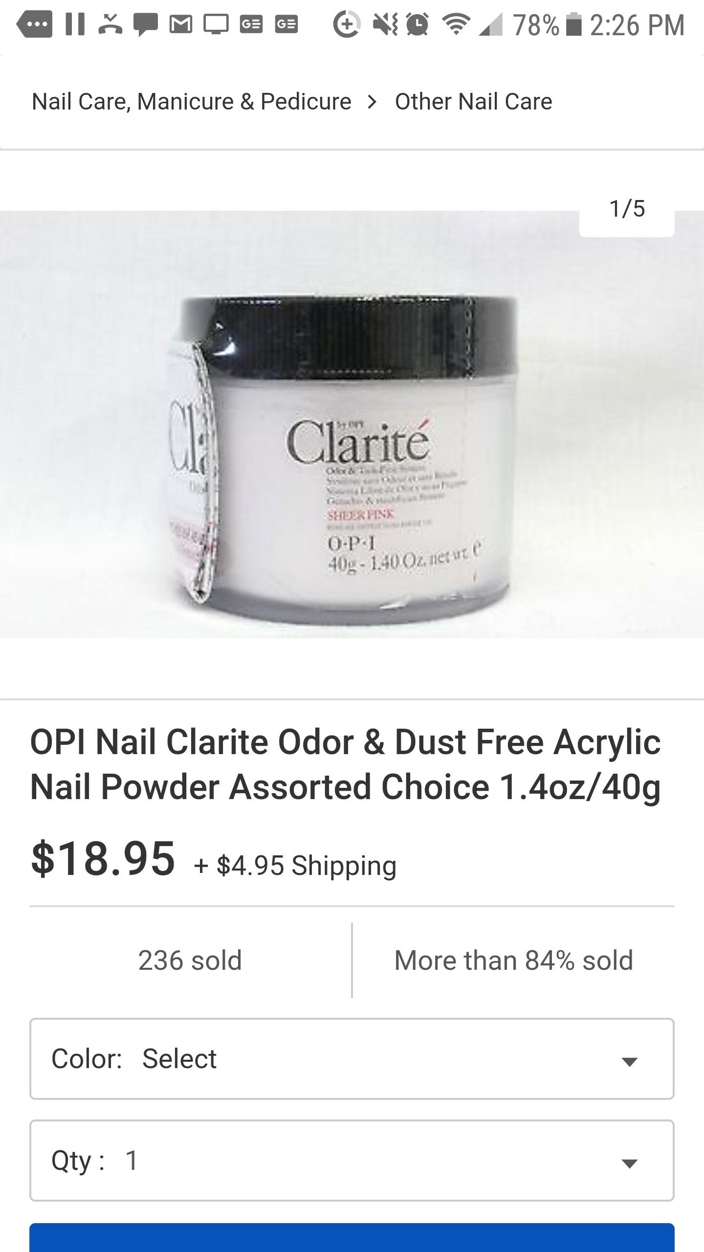 OPI Nail Clarite Odor & Dust Free Acrylic