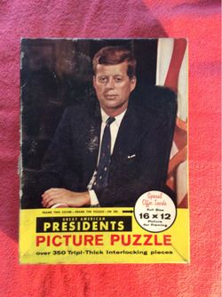 JOHN F KENNEDY GREAT AMERICAN PRESIDENTS PICTURE PUZZLE 1964 ORIGINAL