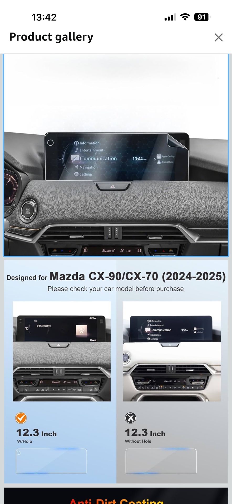 Mazda CX-90 Screen Protector for 2024 2025 CX-90/2025 CX-70/ CX-70