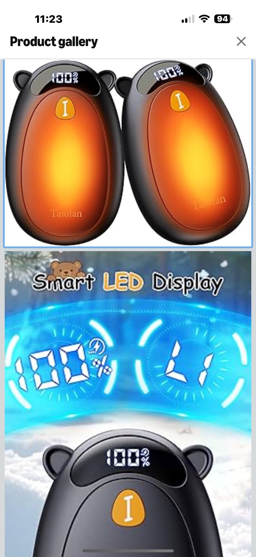 Electric Hand Warmers Rechargeable, Cute Bear Design, LED Display, 4 Settings, Fast Heating Portable Pocket Heater Magnetic Handwarmers 2 Pack for Hun