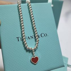 Tiffany & Co. Please Return to Tiffany Red Heart Tag Beaded Bracelet 