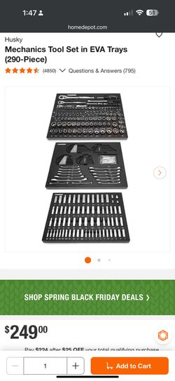 Husky Mechanics 290 piece tool set