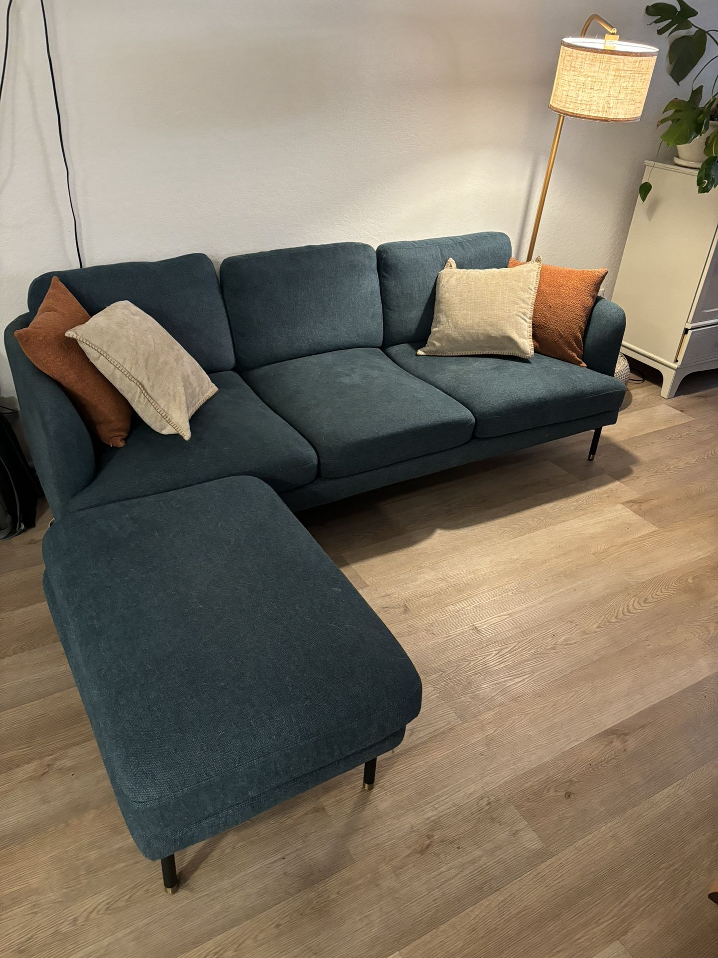 Mid-Century Style Sofa With Ottoman