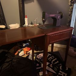 Vintage Sewing Machine + Table