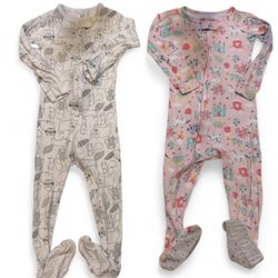 Lot of 2 Toddler Footed Pajamas Sleepers Zip-Up Baby Gap 2T Carter's 3T