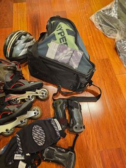 K2 Inline Skates Bundle – 2 Pairs + 2 Bags + Helmet + Protective Gear – $120