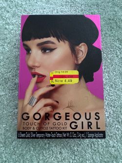 Gorgeous Girl Touch Of Gold Temporary Tattoo Kit Open Box Partial 5 Of 6 Sheets)