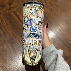 Custom 20oz LA Galaxy Soccer Championship 2024 MLS Cup Stainless Steel Skinny Tumbler