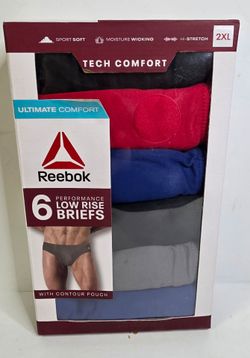 Reebok Tech Comfort 6pk Performance Low Rise Briefs Mens 2XL