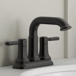 Kohler Ealing Matte Black 2-Handle 4-in centerset WaterSense Mid-arc Bathroom Sink Faucet with Drain K-R33043-4D-BL