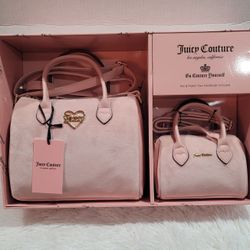 Juicy Couture Pink Diamond Velour Two Piece Satchel Set Mommy & Me Gift Set New