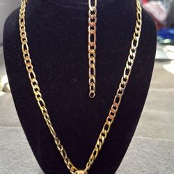 Stainless Steel Necklace & Bracelet with Tiger Pendant 