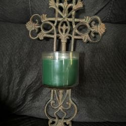 Heavy metal Cross Candle Holder