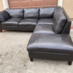 Genuine Leather Gray Sectional Sofa Couch