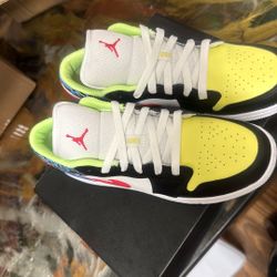 Air Jordan 1 Low SE Multicolor Volt Hot Punch Blue Black White – Men’s/Women’s