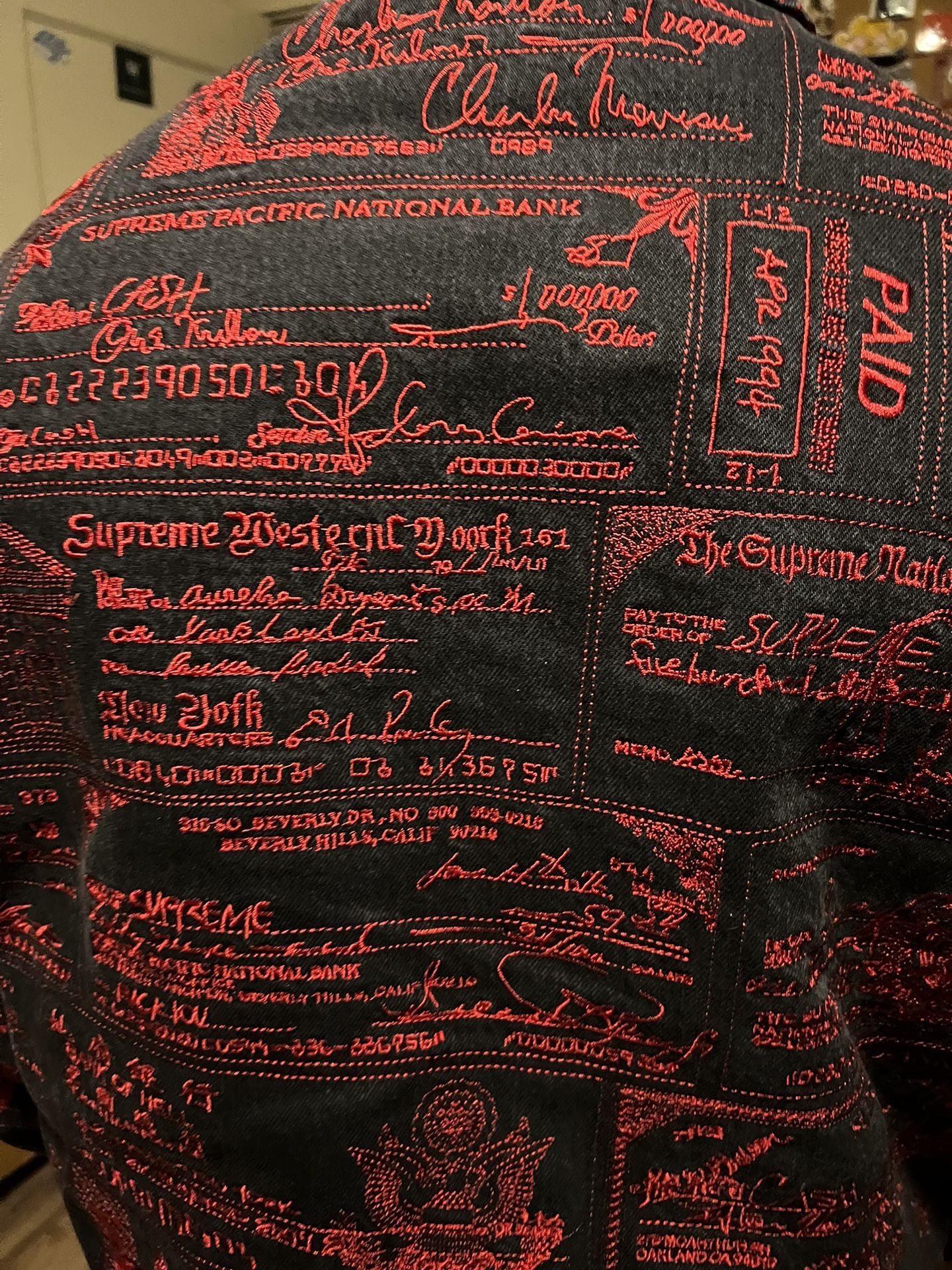 Supreme Checks Embroidered Denim Jacket for Sale in Salinas