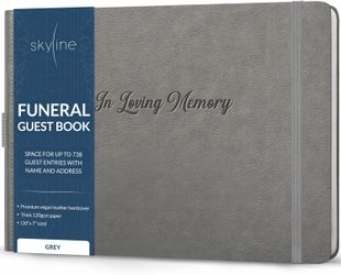 Skyline Funeral Guest Book Memorial & Funeral Guest Sign In Book 738 Entries Name Address 129 Pages Hardcover 10x7 Gray