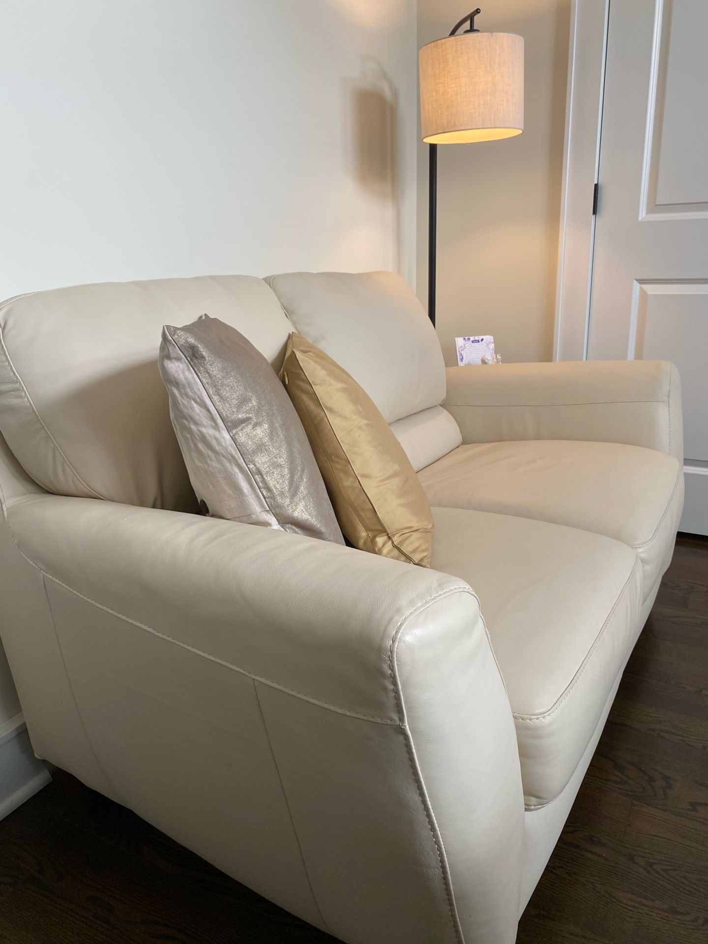 Leather Cream Love Seat