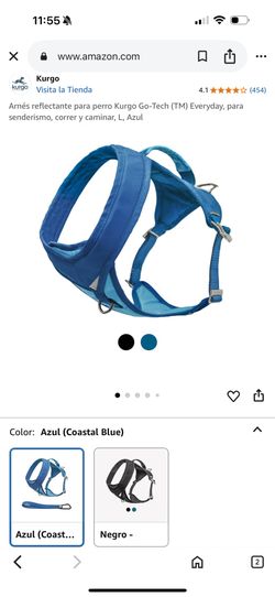 Arnés reflectante para perro Kurgo Go-Tech (TM) Everyday, para senderismo, correr y caminar, L, Azul