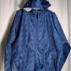 Champion Men's Packable Jacket, X-Large Hoodie Blue Logo Kangroo Pocket  