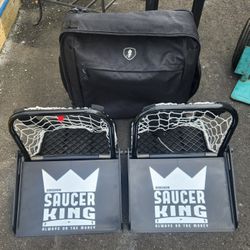 The Saucer King Folding Hockey Goal Nets w/ Backpack Carrying Case Practice Trick Shots by Gong Show