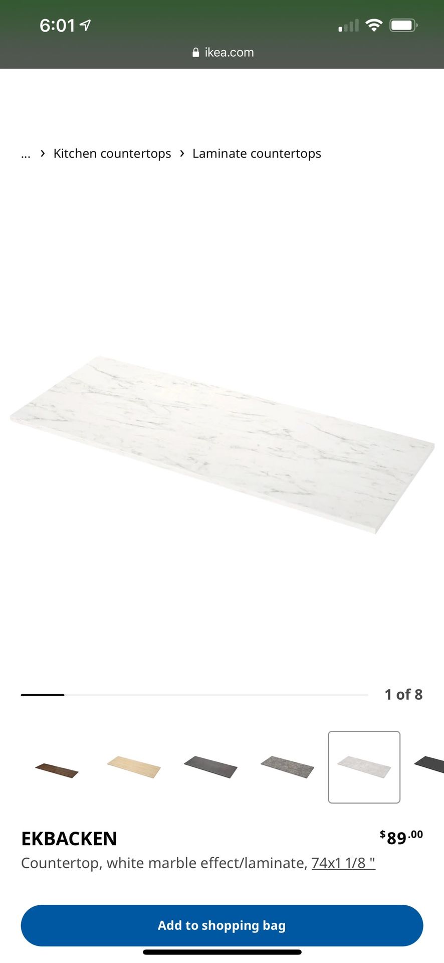 Ikea Ekbacken Countertop White/marble Effect Laminated