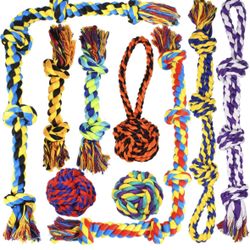 Large Tough Chew Toys for Aggressive Chewers Large Breed,Heavy Duty Dental Rope Toys Kit for Medium Dogs,5 Knots Indestructible Cotton Puppy Teething 