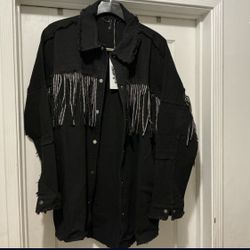New With Tags!!! TOV Fringe Jacket Lose Fit Size 44 /XL