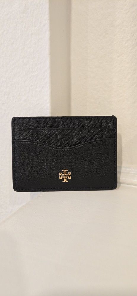 Brand New Tory Burch Black Leather Emerson Slim Wallet