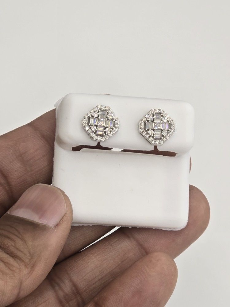 925 Sterling Silver Moissanite Diamond Stud Earring 