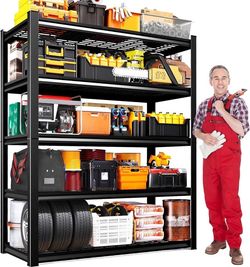 78"x46"x20" Wire Garage Shelving-2500 lbs 5 Tier Storage Shelves,Adjustable Heavy Duty Metal Shelving Unit and Storage Large Rack,Utility Steel Shelf 
