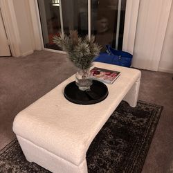 White boucle coffee table