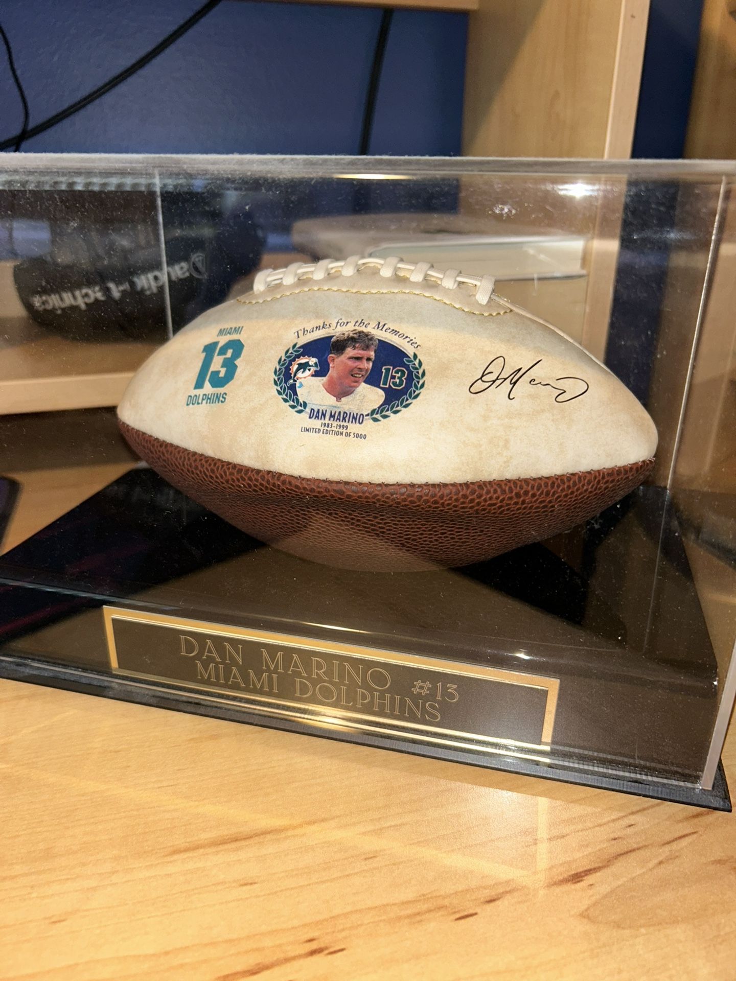 Dan Marino Replica Signed Football In Case