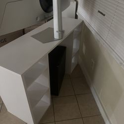 White Desk And Shelf