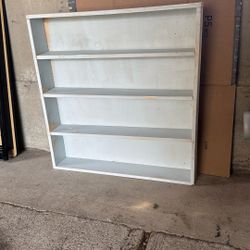 Large Shallow Wood Shelf. Shabby Chic.