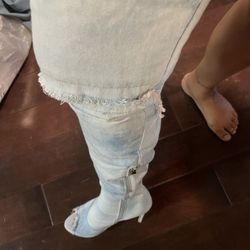 Thigh high denim boots