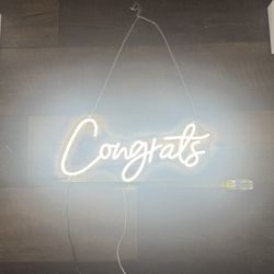 White Neon Congrats Sign