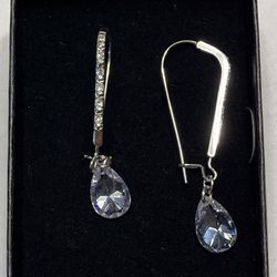 Fashion Jewelry Silver Hoop With Crystal Earrings 