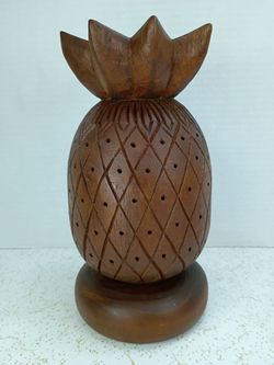 Mid Century Vintage Thailand Solid Teak Tiki Toothpick Pineapple Server 🍍